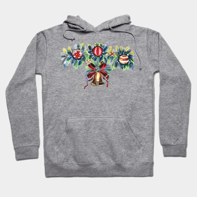 Christmas Wreath Bell Hoodie by Mako Design 